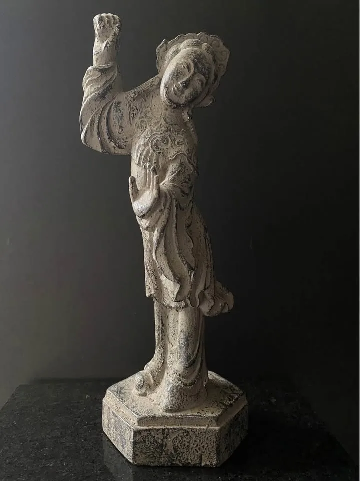 Metal Asian Female Dancing Figurine - 13.5"