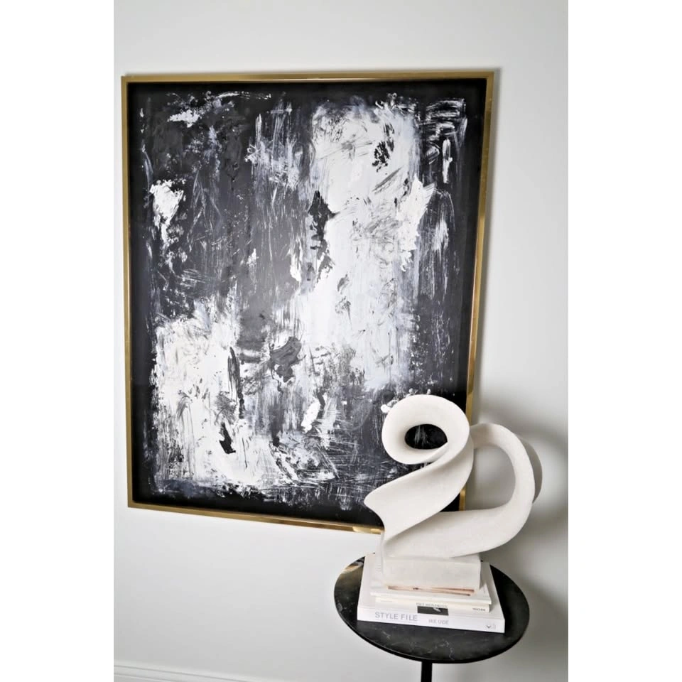 White Polystone Twisted Wave Abstract Sculpture w/ Base 19" - photo 3