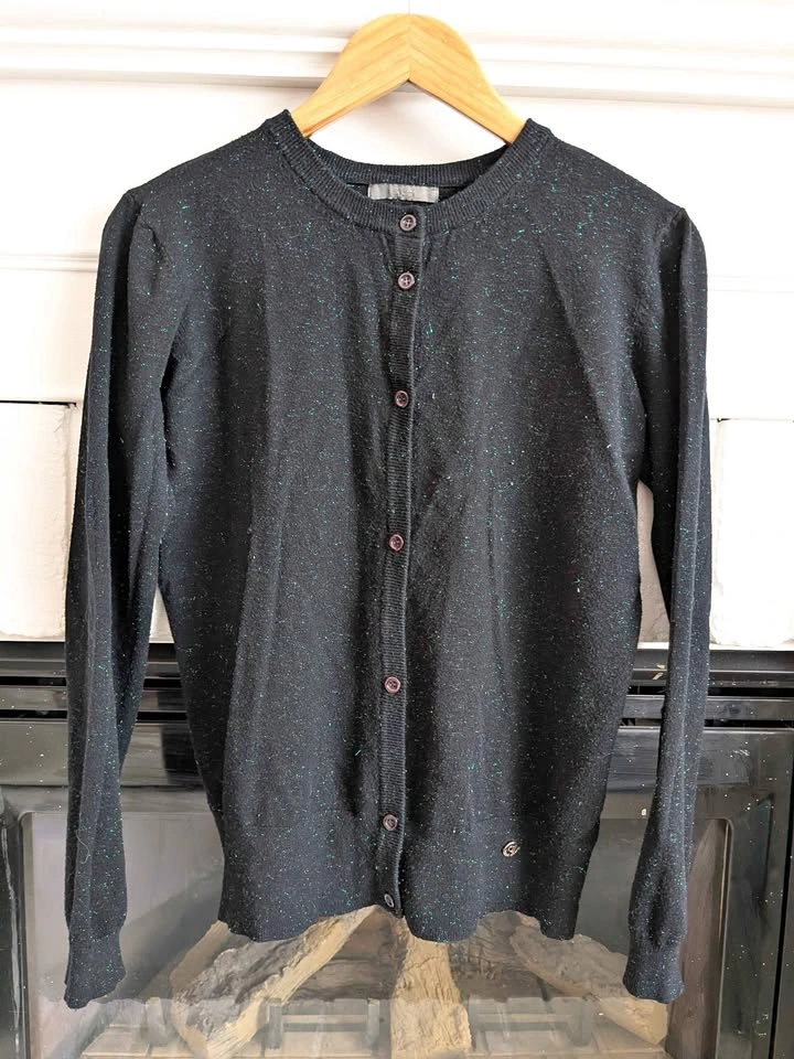Black METALLIC Fleck Knit Cardigan Sweater
