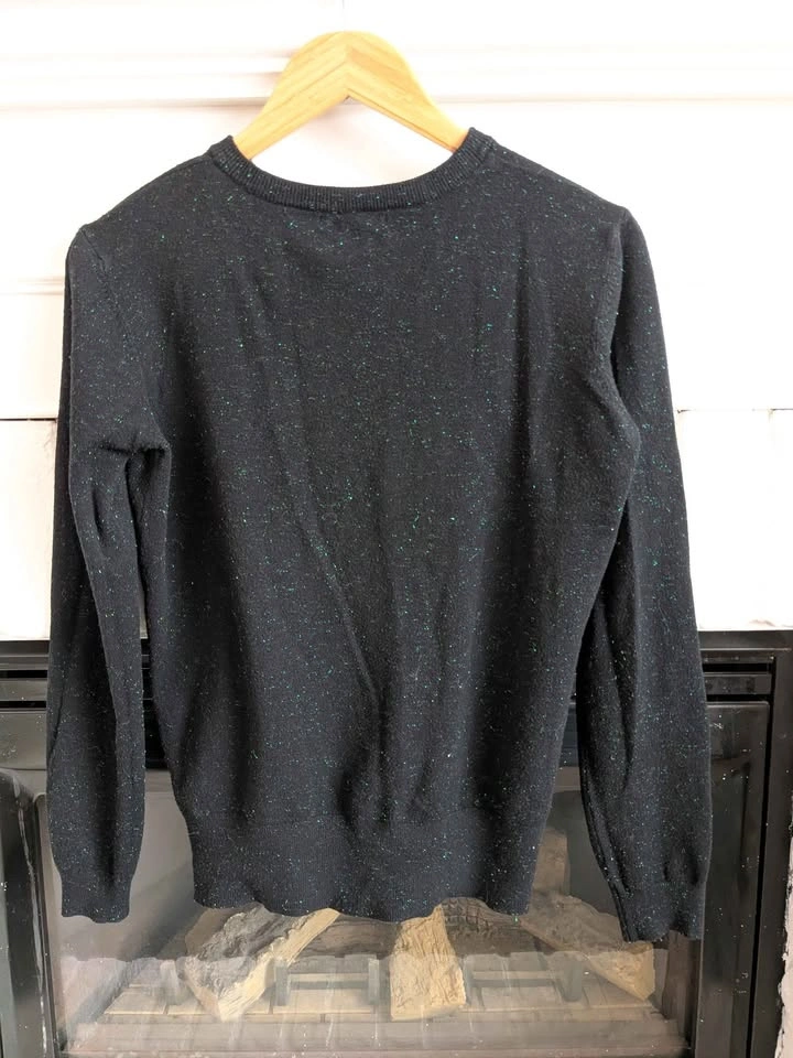Black METALLIC Fleck Knit Cardigan Sweater - photo 2