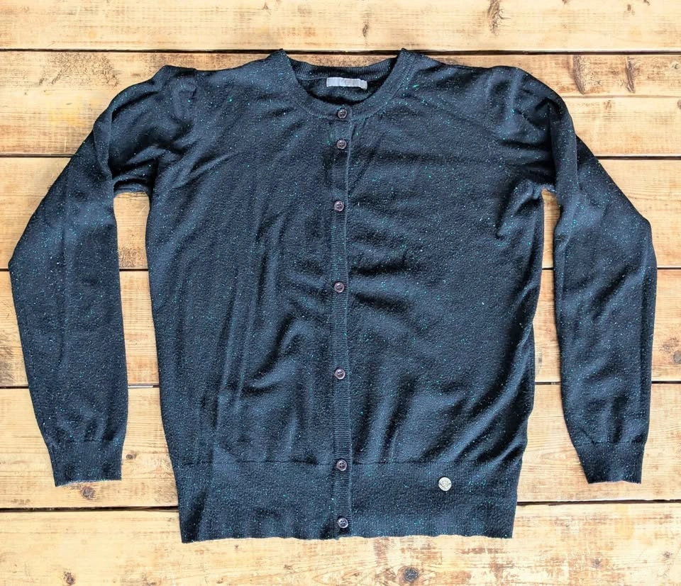 Black METALLIC Fleck Knit Cardigan Sweater - photo 3