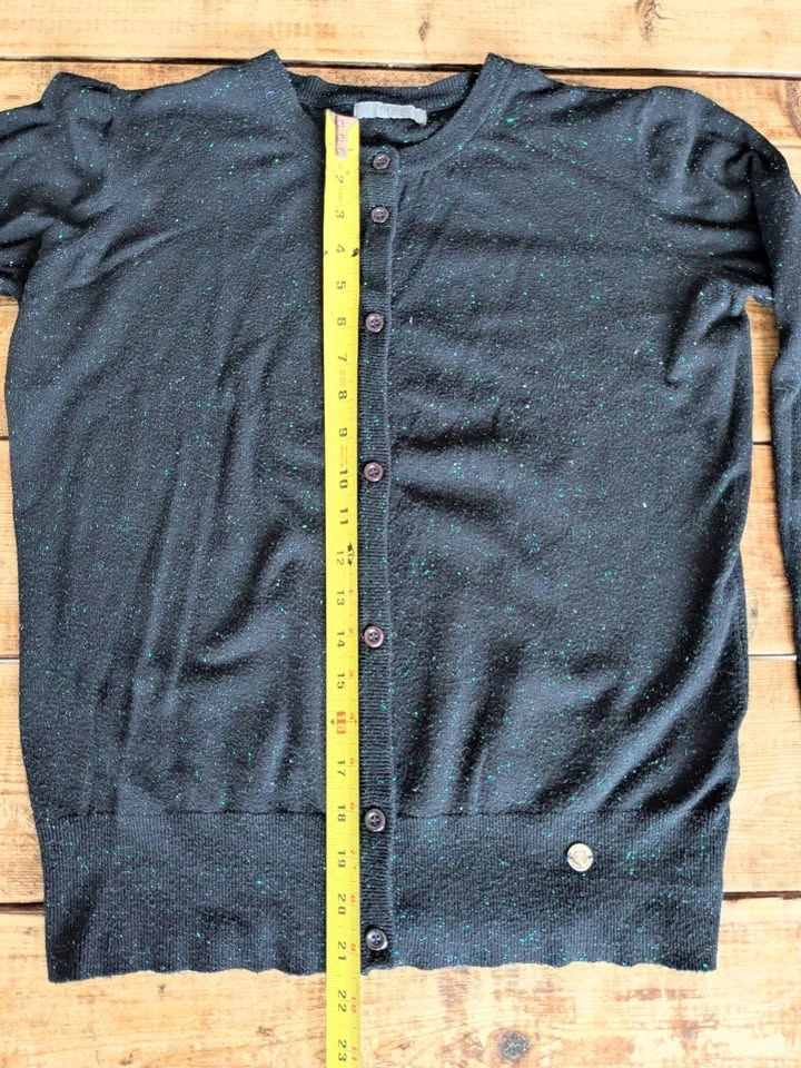 Black METALLIC Fleck Knit Cardigan Sweater - photo 5