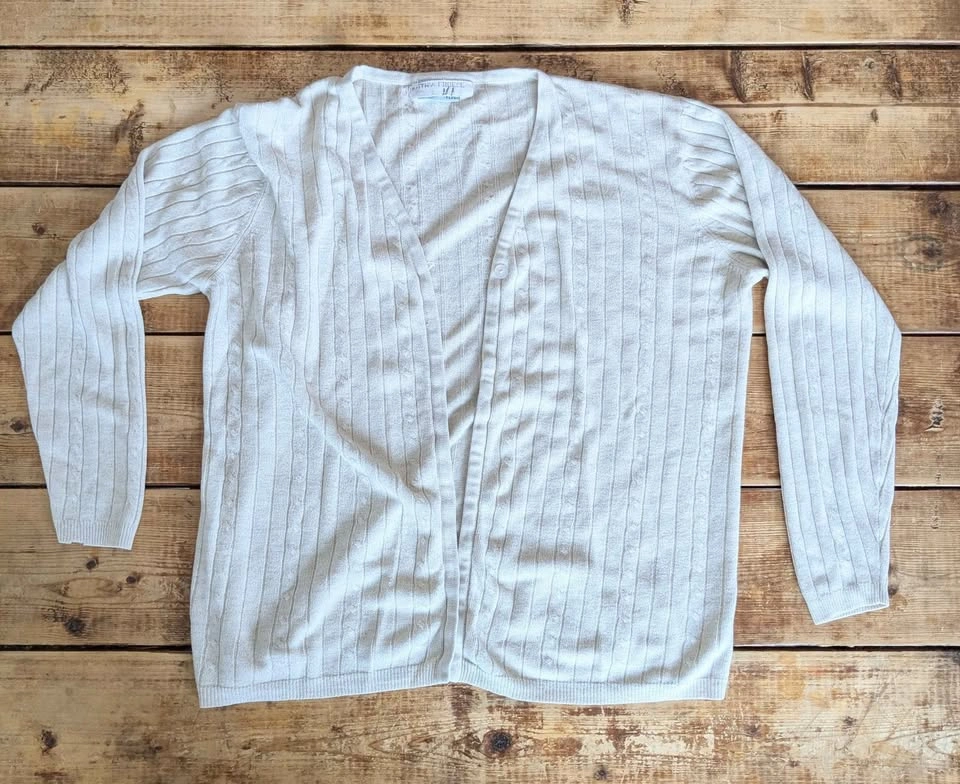 Cream Knit Cardigan Sweater – Kathy Froese Plus (fits like M) - photo 3