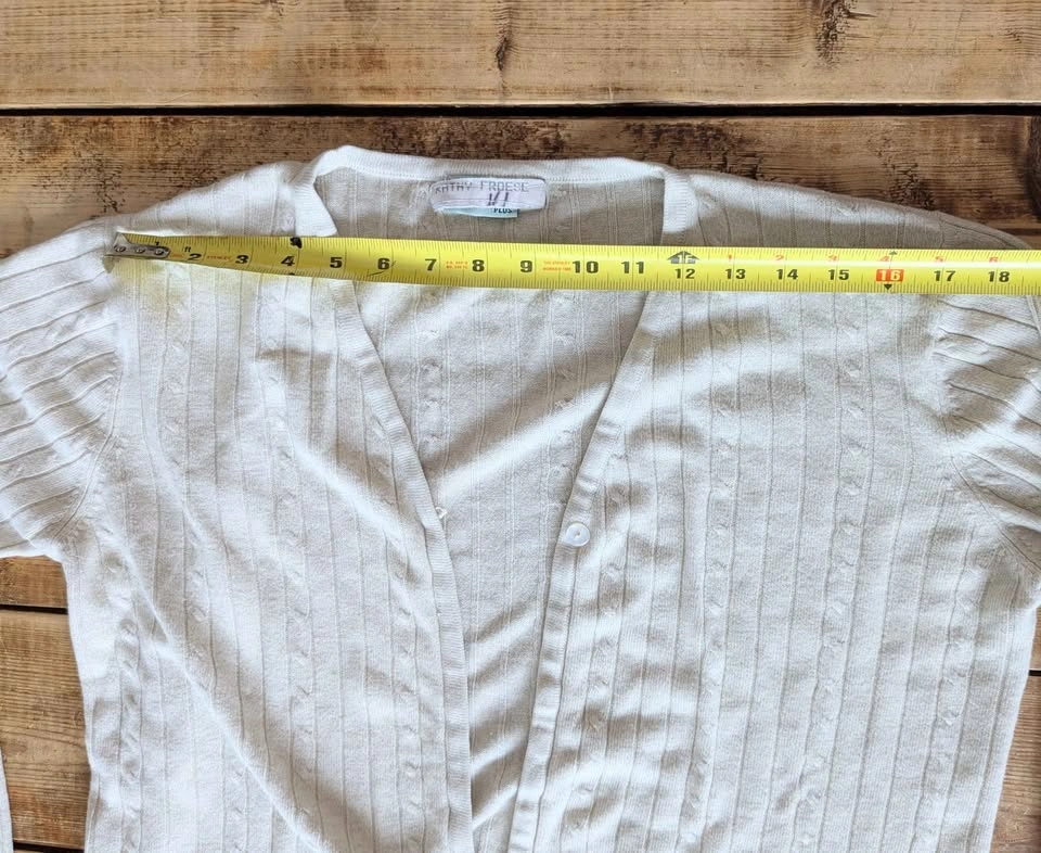 Cream Knit Cardigan Sweater – Kathy Froese Plus (fits like M) - photo 4