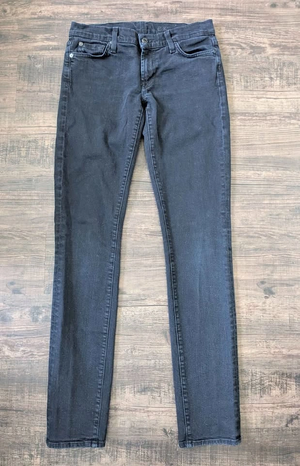7 For All Mankind Black Skinny Jeans Size 27 USA Made Stretch De - photo 4