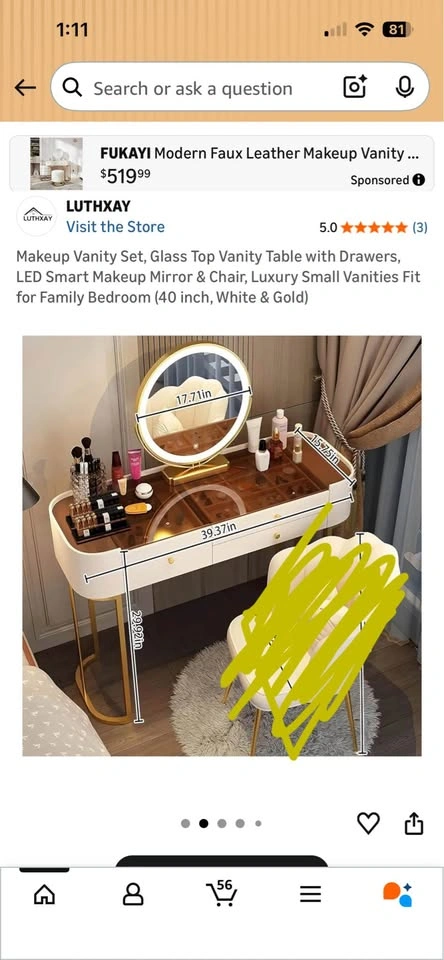 Makeup Vanity Set with Drawers and LED Mirror - photo 3