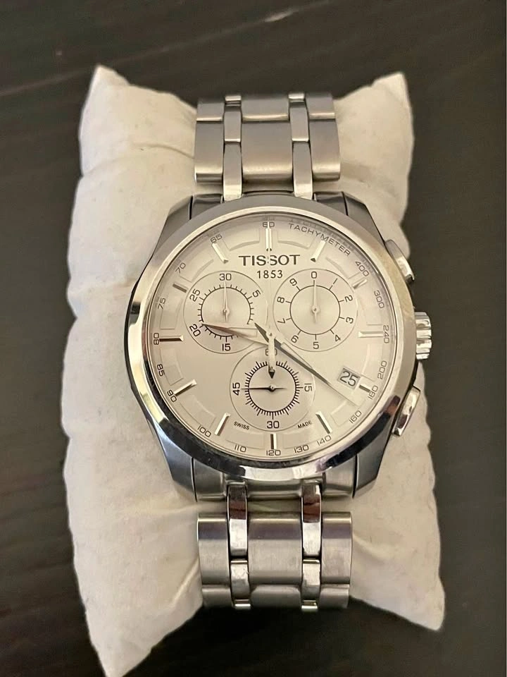 Tissot Couturier Chronograph White Dial Silver Steel Strap Watch