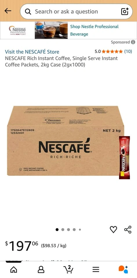 NESCAFE Rich Instant Coffee, Single Serve Packets, 2kg Case - photo 3