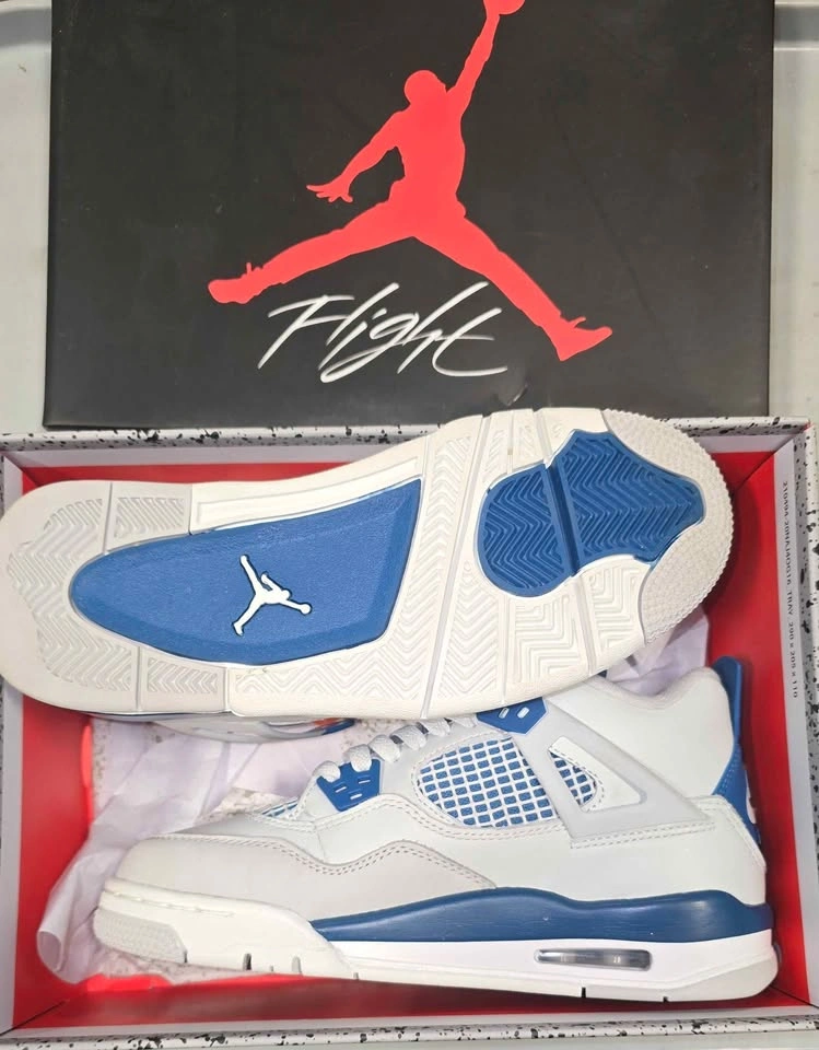 NEW Jordan Big Kid's 4 Retro Off White/Military Blue SIZE: 5Y - photo 3