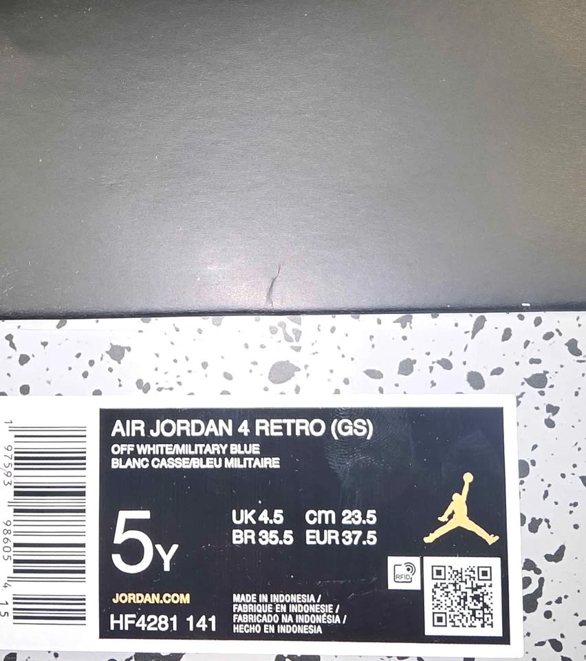 NEW Jordan Big Kid's 4 Retro Off White/Military Blue SIZE: 5Y - photo 4