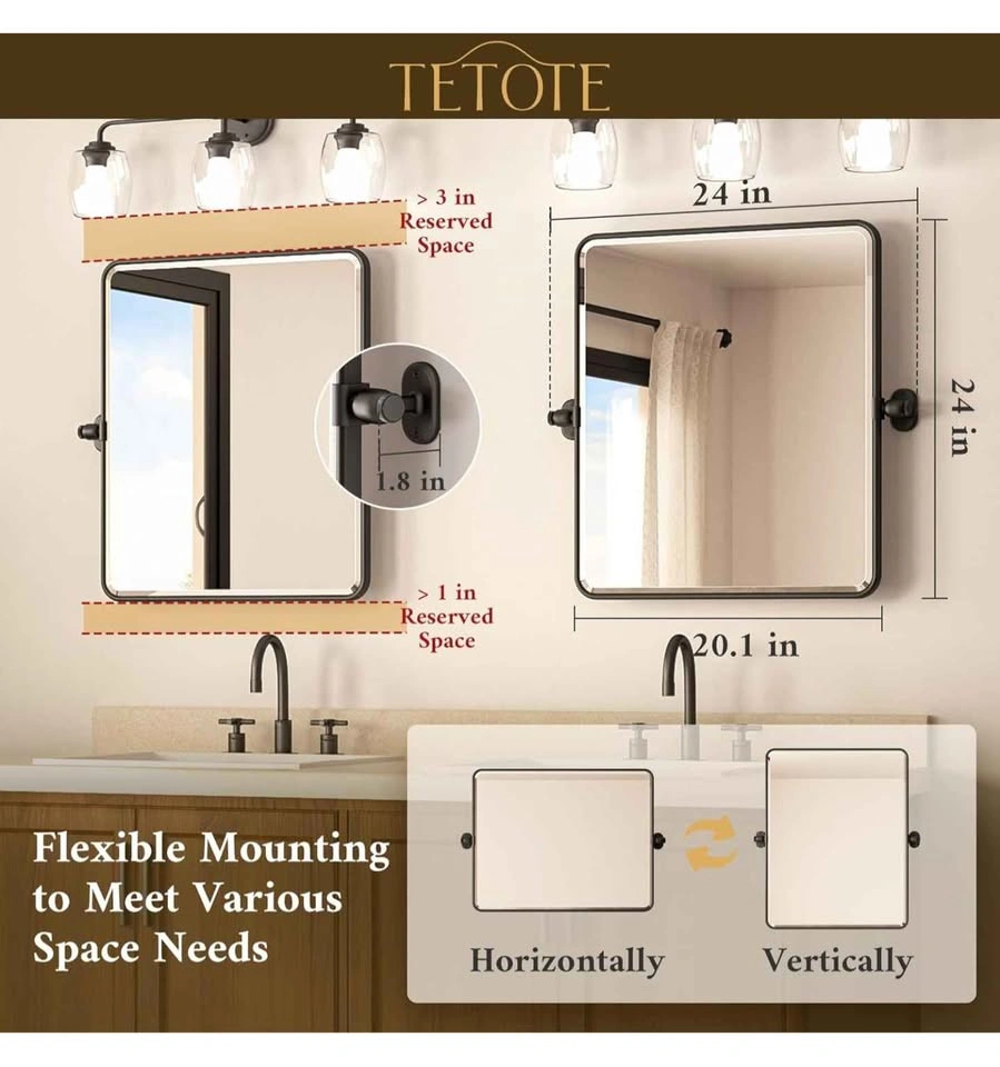 TETOTE Pivot Bathroom Mirror 20 x 24 Black - photo 3
