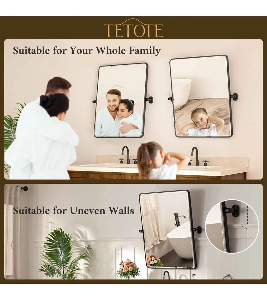 TETOTE Pivot Bathroom Mirror 20 x 24 Black - photo 5