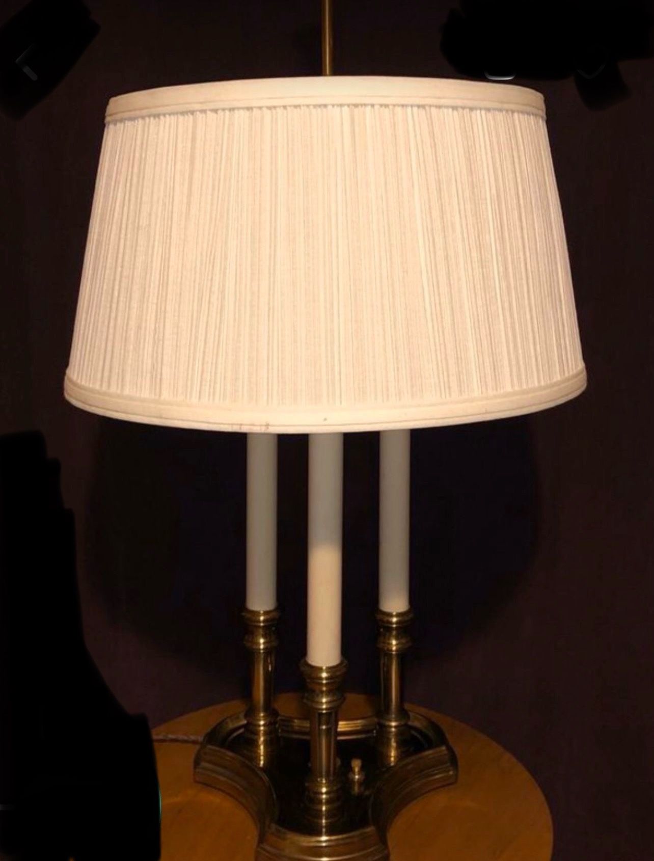 STIFFEL BRASS FRENCH BOUILLOTTE DESIGN 3 CANDLE STICK TABLE LAMP
