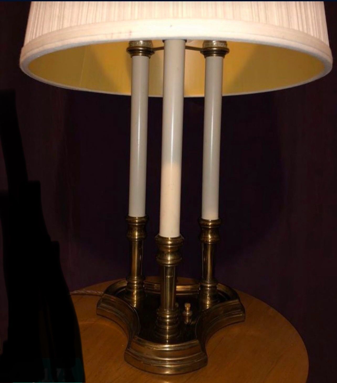 STIFFEL BRASS FRENCH BOUILLOTTE DESIGN 3 CANDLE STICK TABLE LAMP - photo 3