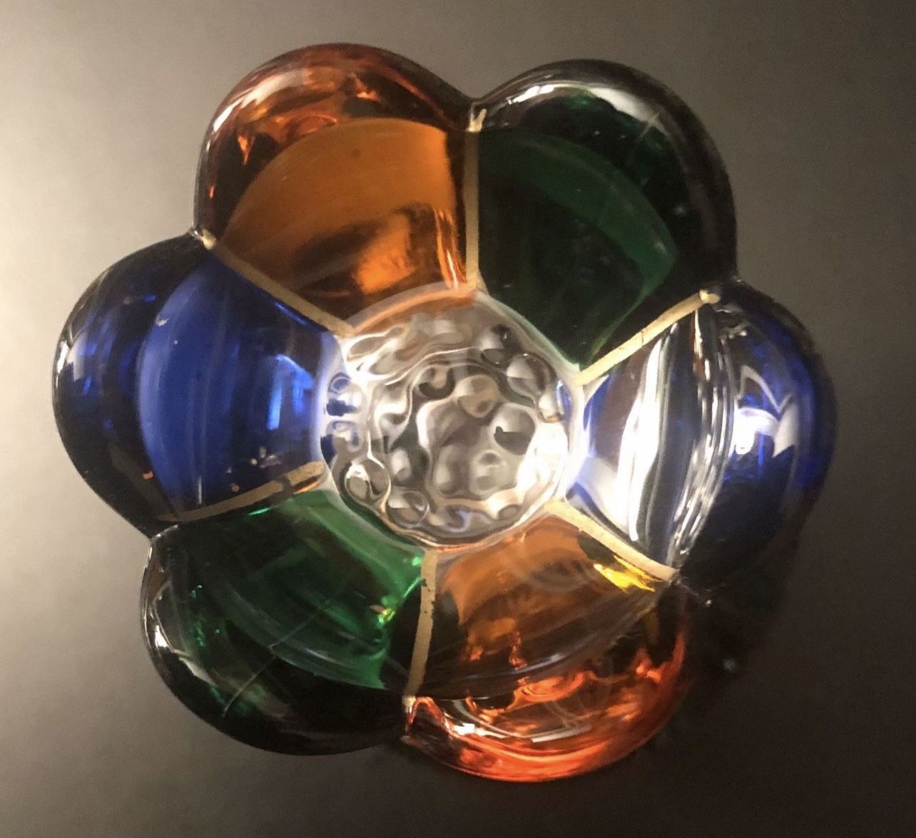 Murano Hand-Painted Colorful Art Glass Bottle with Stopper - photo 2