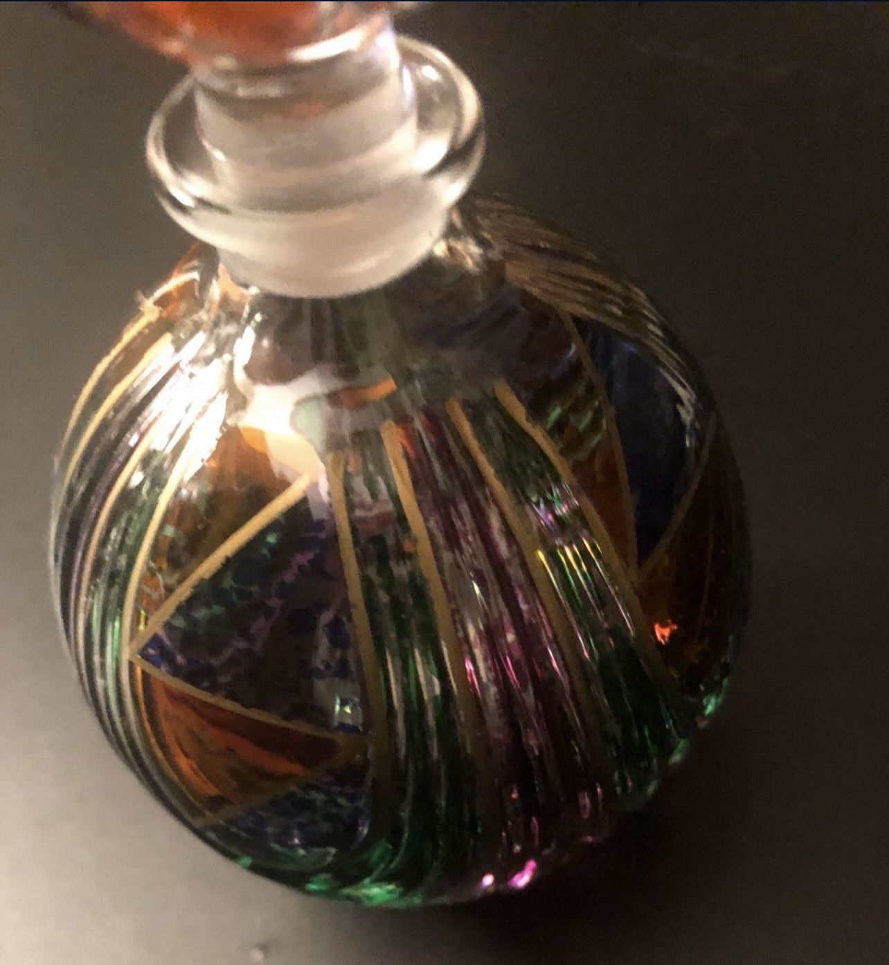 Murano Hand-Painted Colorful Art Glass Bottle with Stopper - photo 5