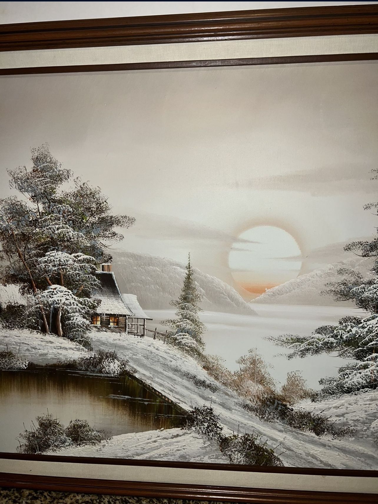 Large Vintage R. Cooper Oil Painting - Winter Scene - photo 3