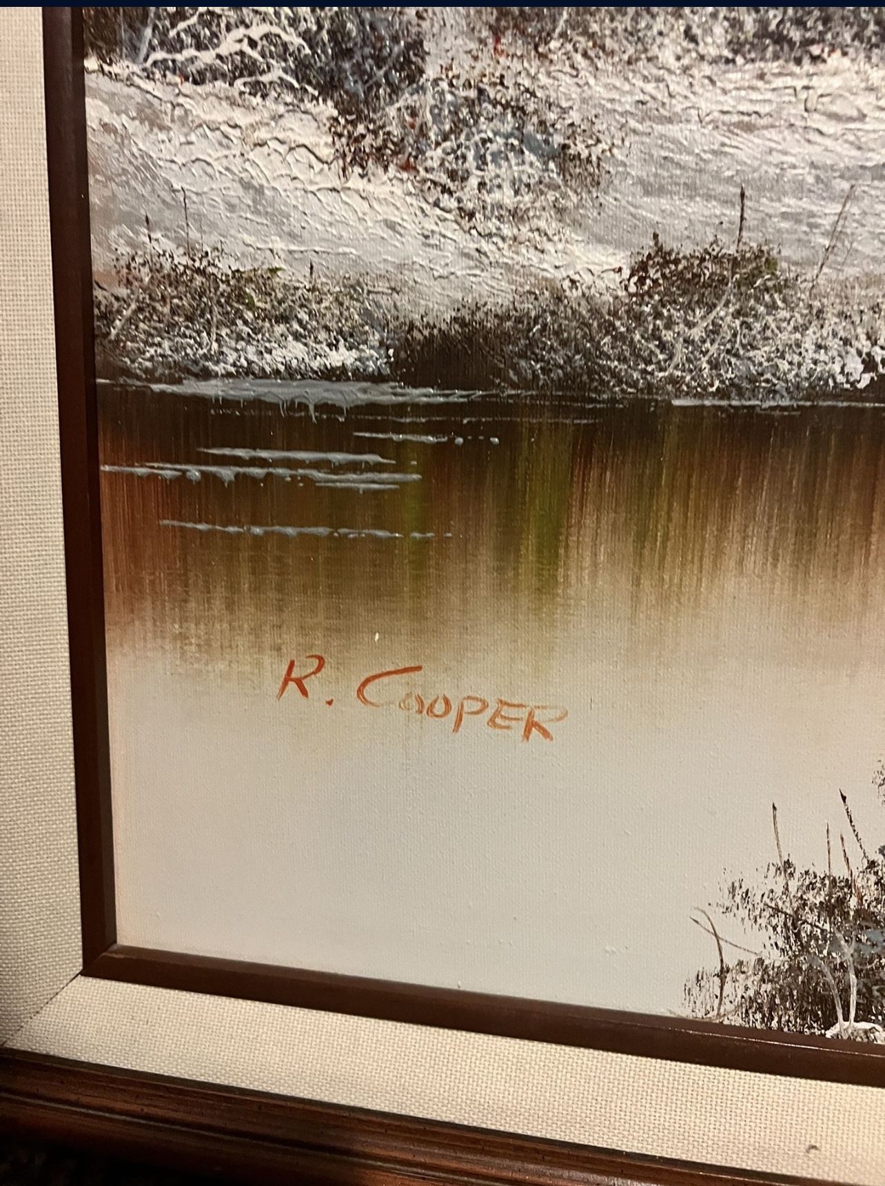 Large Vintage R. Cooper Oil Painting - Winter Scene - photo 4