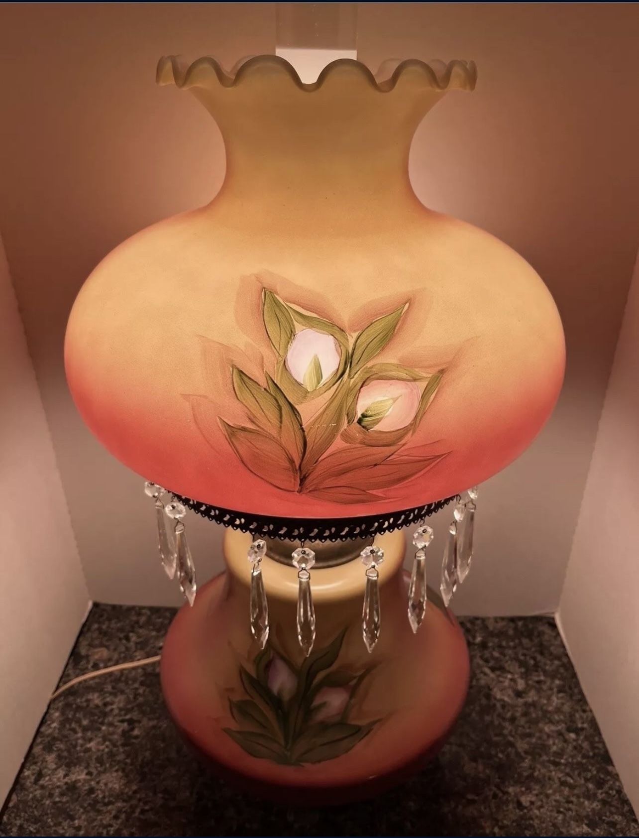 Vintage Floral Davis Lynch GWTW Lamp Signed B. Hart - photo 2