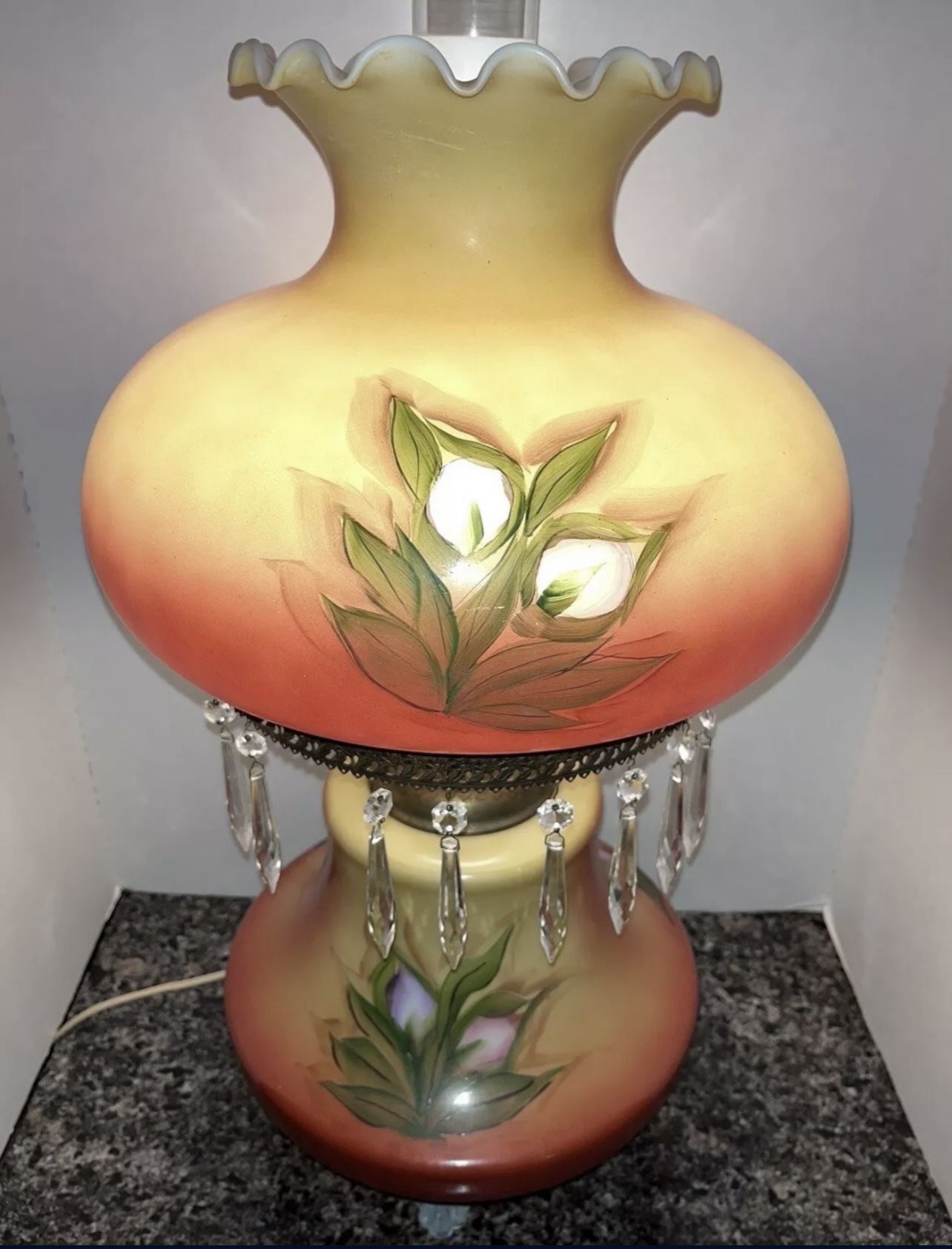 Vintage Floral Davis Lynch GWTW Lamp Signed B. Hart - photo 3