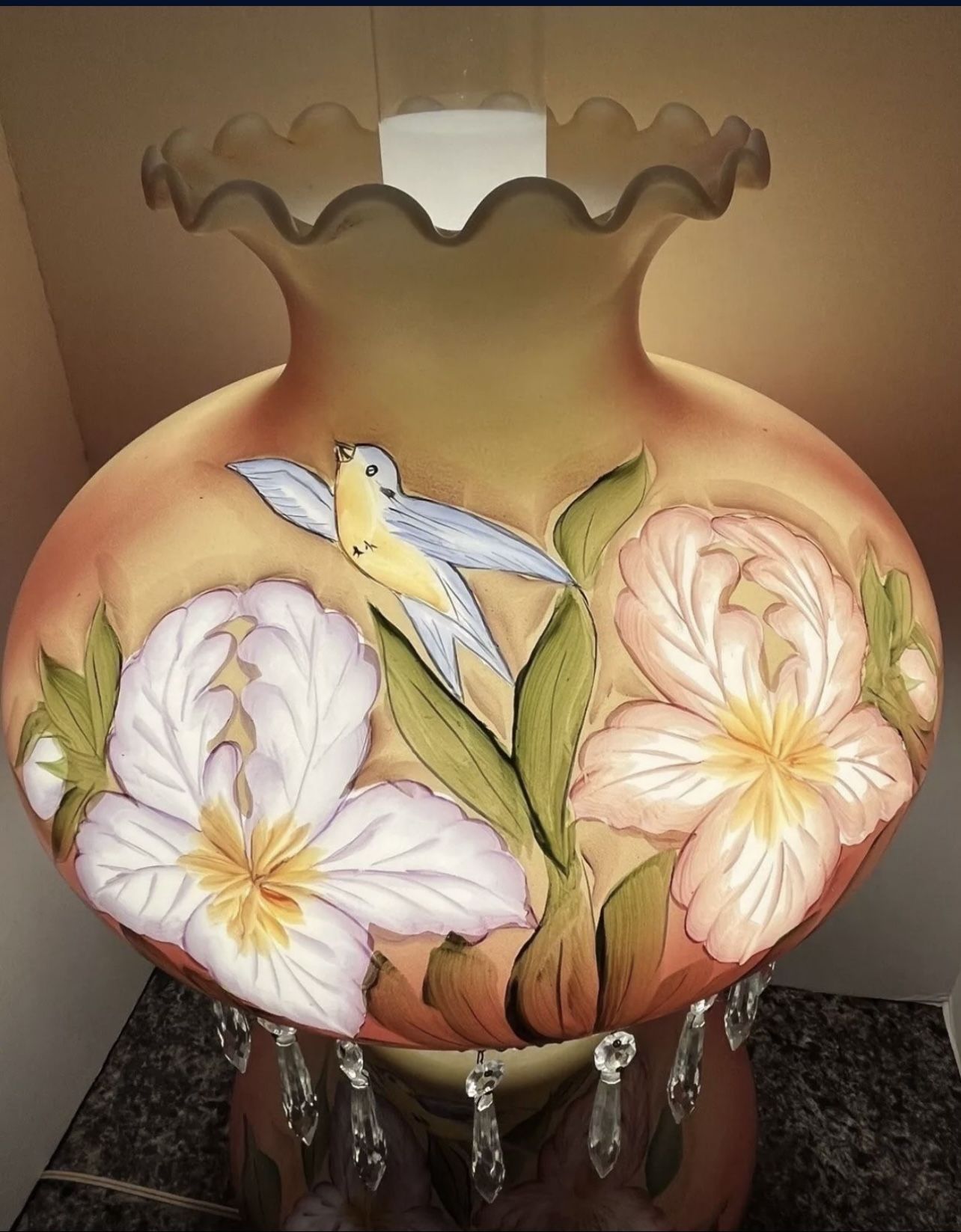 Vintage Floral Davis Lynch GWTW Lamp Signed B. Hart - photo 4
