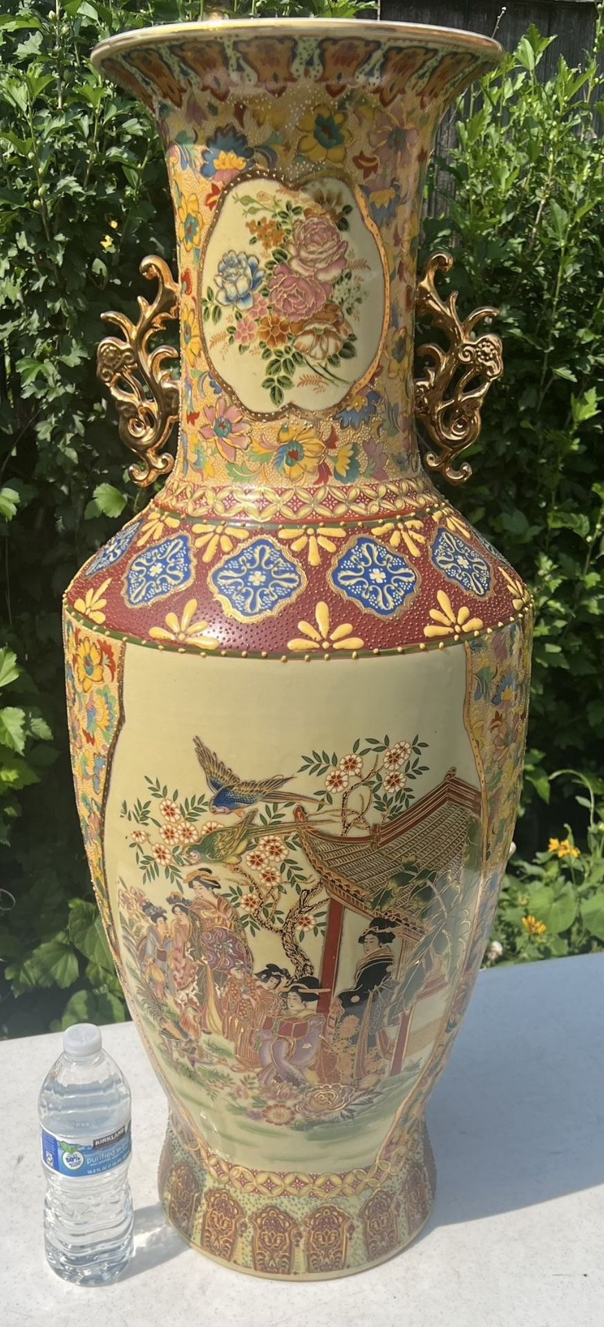 Chinese 32" Asian Floor Vase - Birds, Geishas, Flowers - photo 2