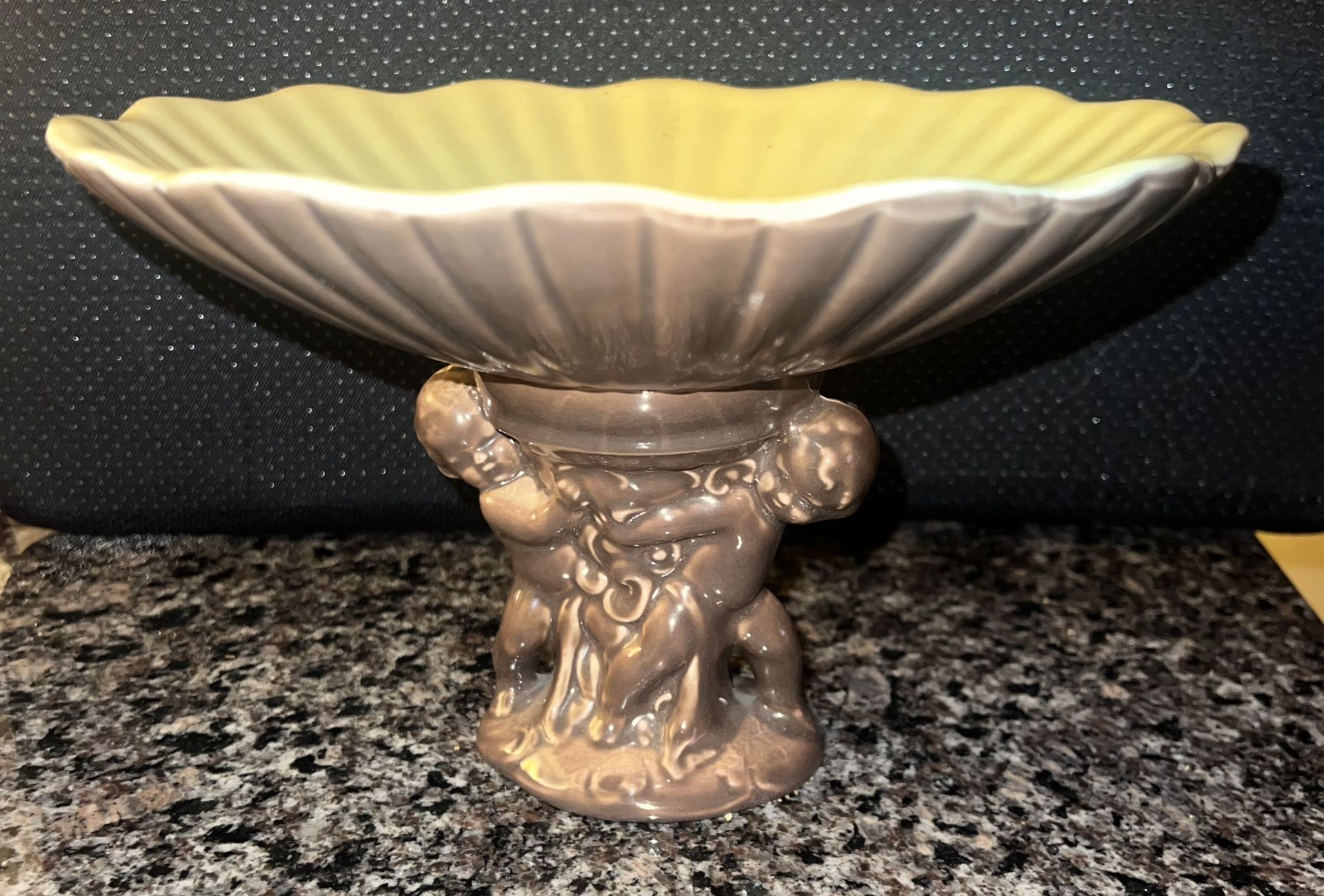 Red Wing Pottery 9" Cupid Cherub COMPOTE Pedestal Candy Dish Bro