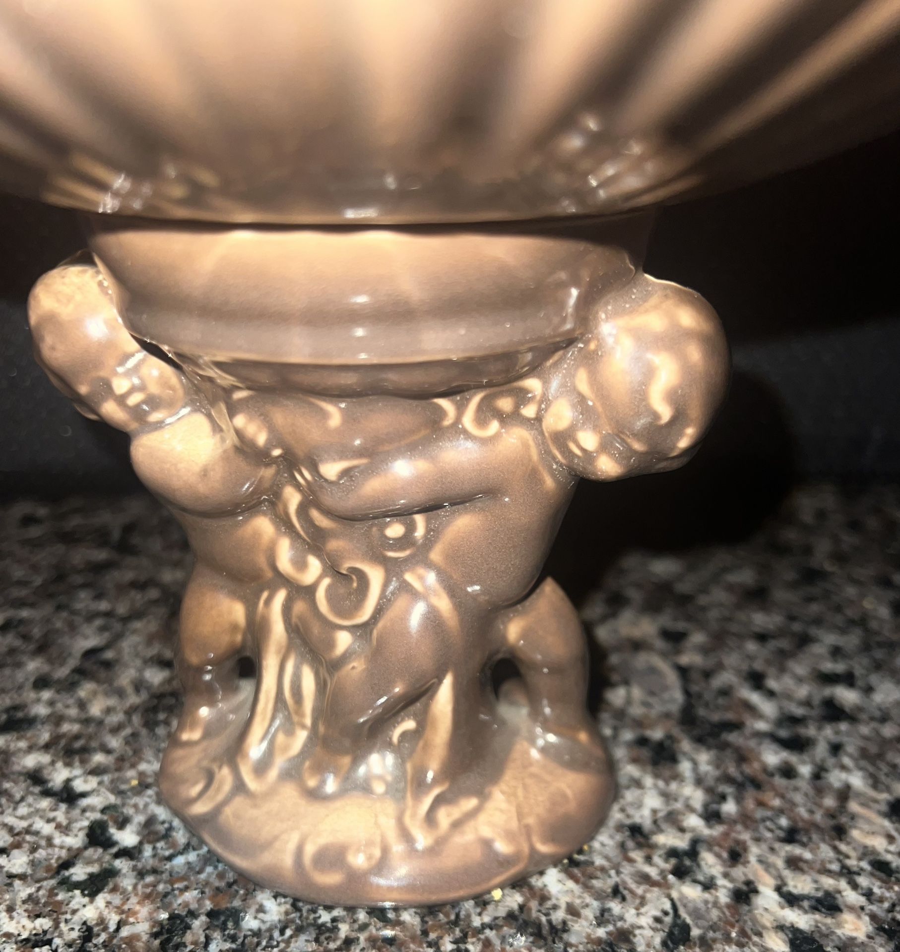 Red Wing Pottery 9" Cupid Cherub COMPOTE Pedestal Candy Dish Bro - photo 2