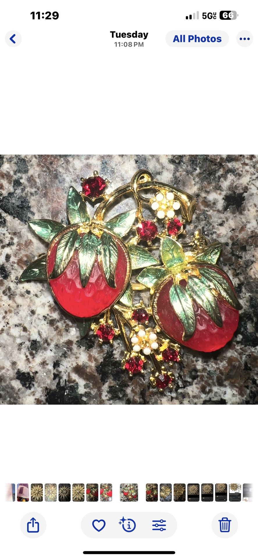 Vintage Signed Graziano Strawberries Brooch - photo 2
