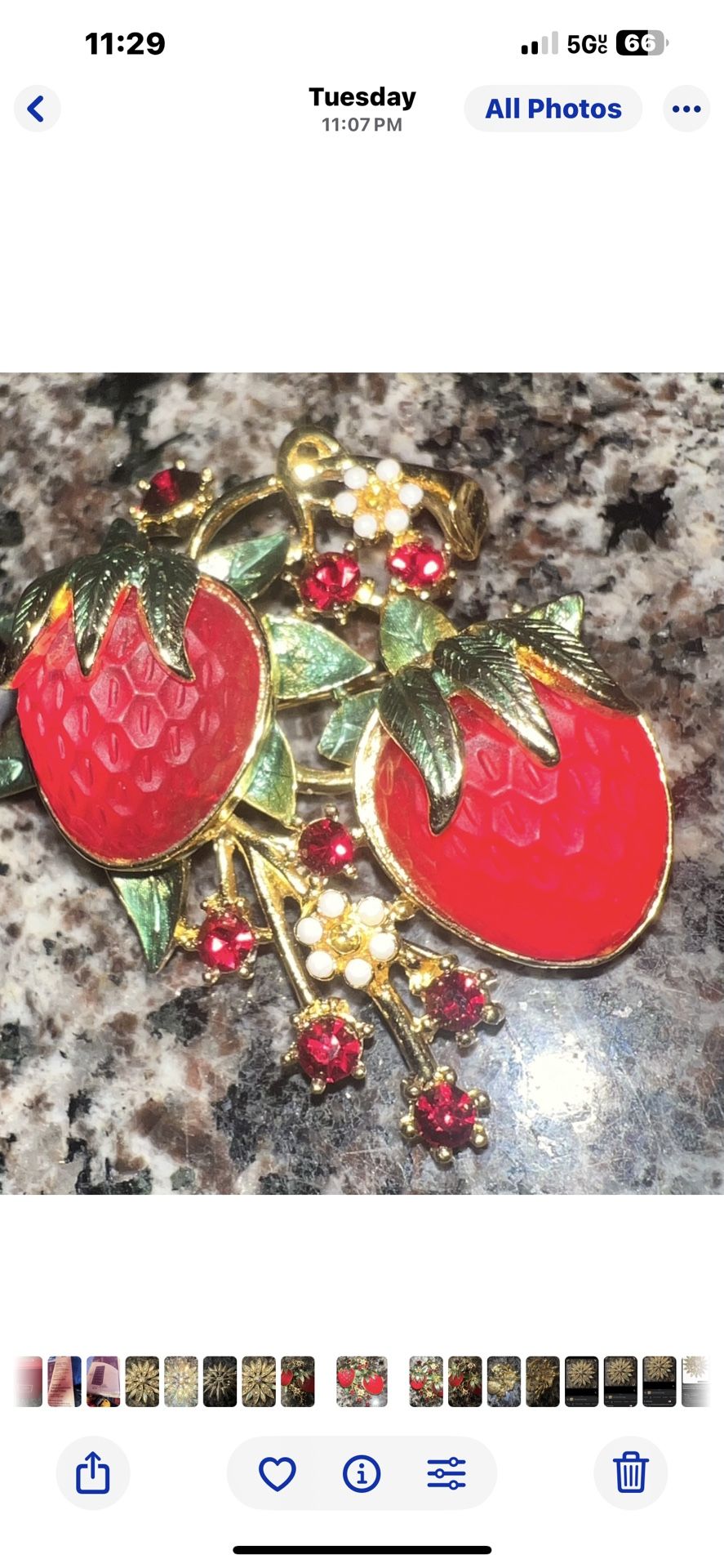 Vintage Signed Graziano Strawberries Brooch - photo 3