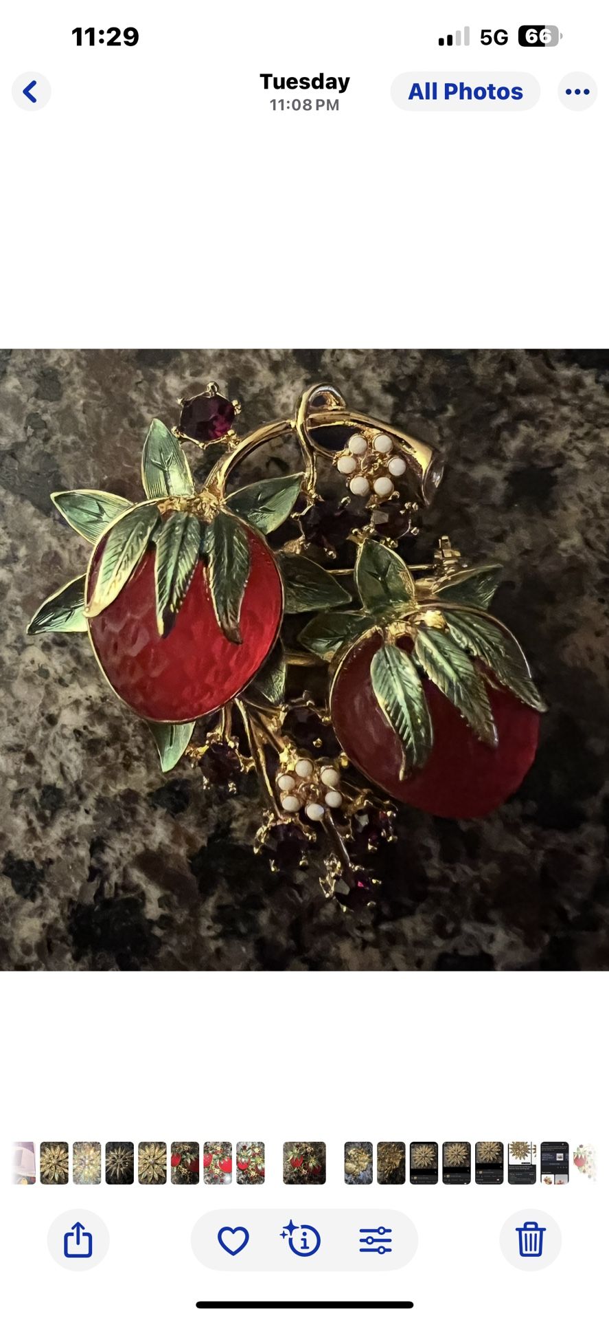 Vintage Signed Graziano Strawberries Brooch - photo 5
