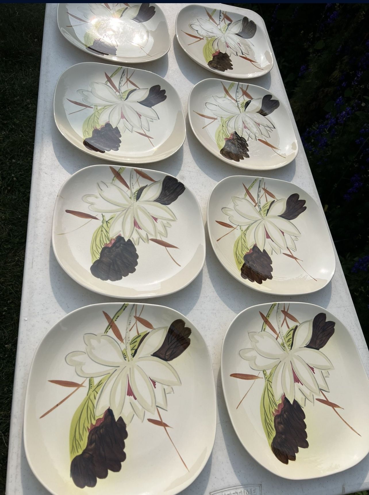 Redwing Lotus Plates, Butter Dish, Server, Cups & Saucers
