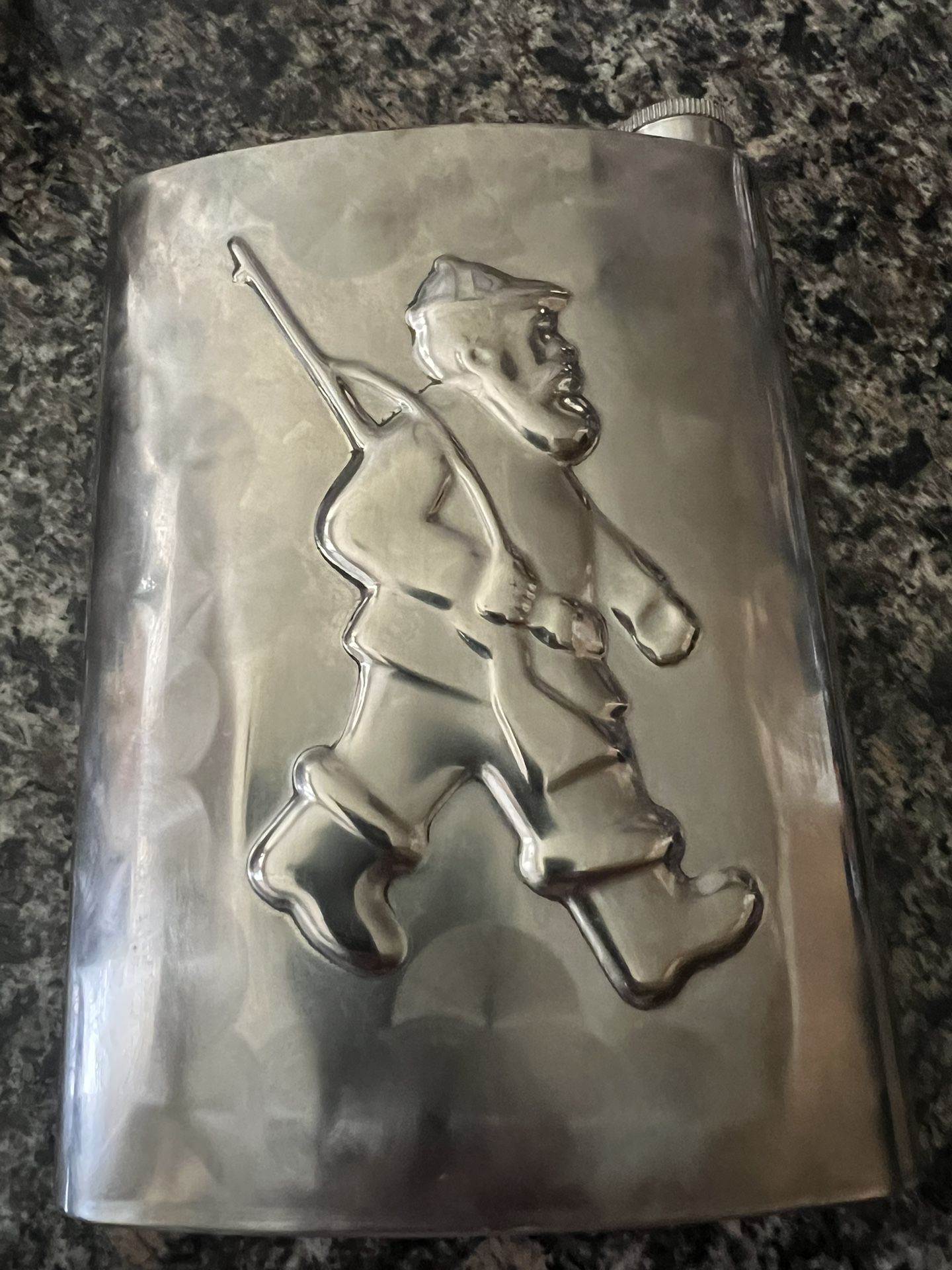 Soviet Men's Pocket Drinking Steel Flask HUNTER Metal Bottle 70s - photo 3