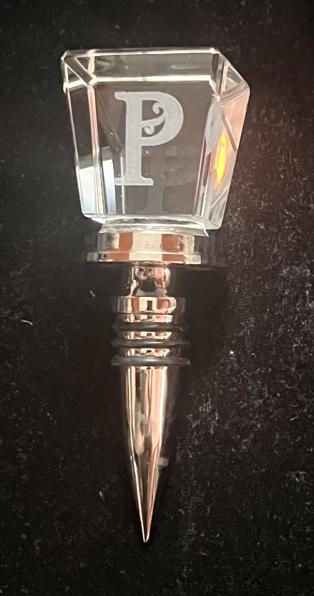 Wine Stopper Monogram P Crystal Glass
