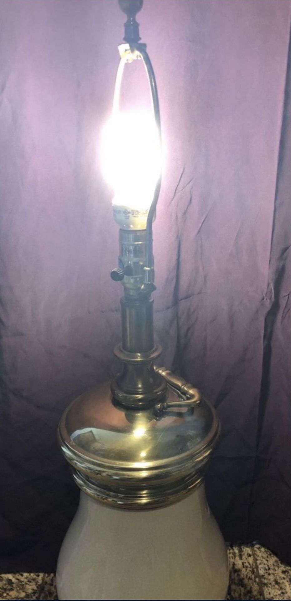 Rare Stiffel Hollywood Regency Crackle Glazed Ceramic & Brass Ta - photo 4
