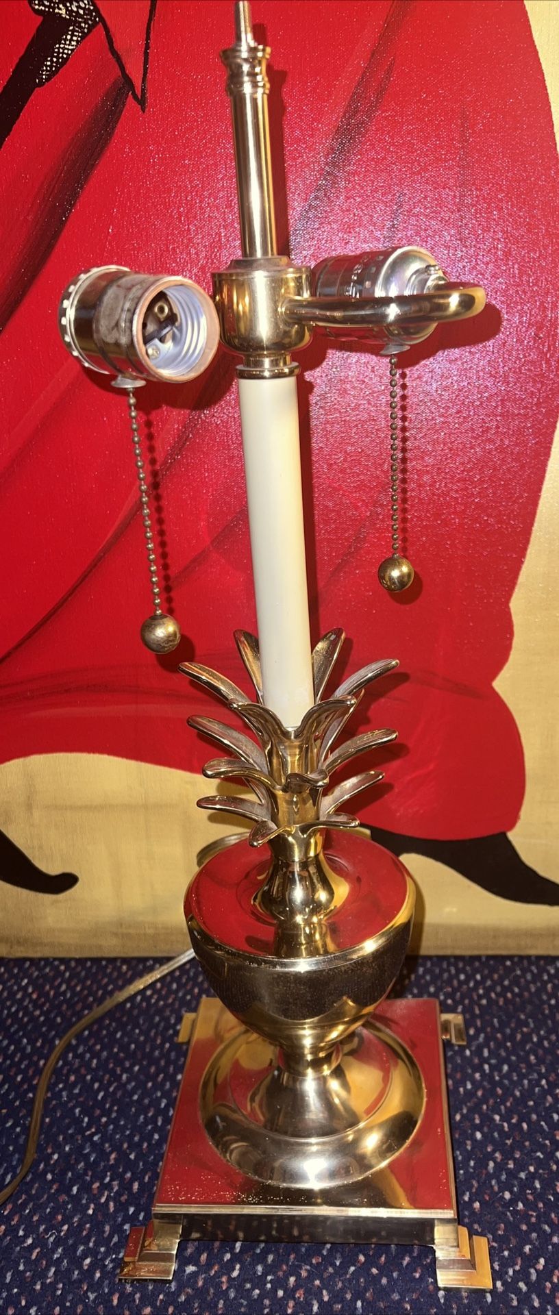 Vtg Solid Brass Pineapple Table Lamp Bouillotte Hollywood Regenc