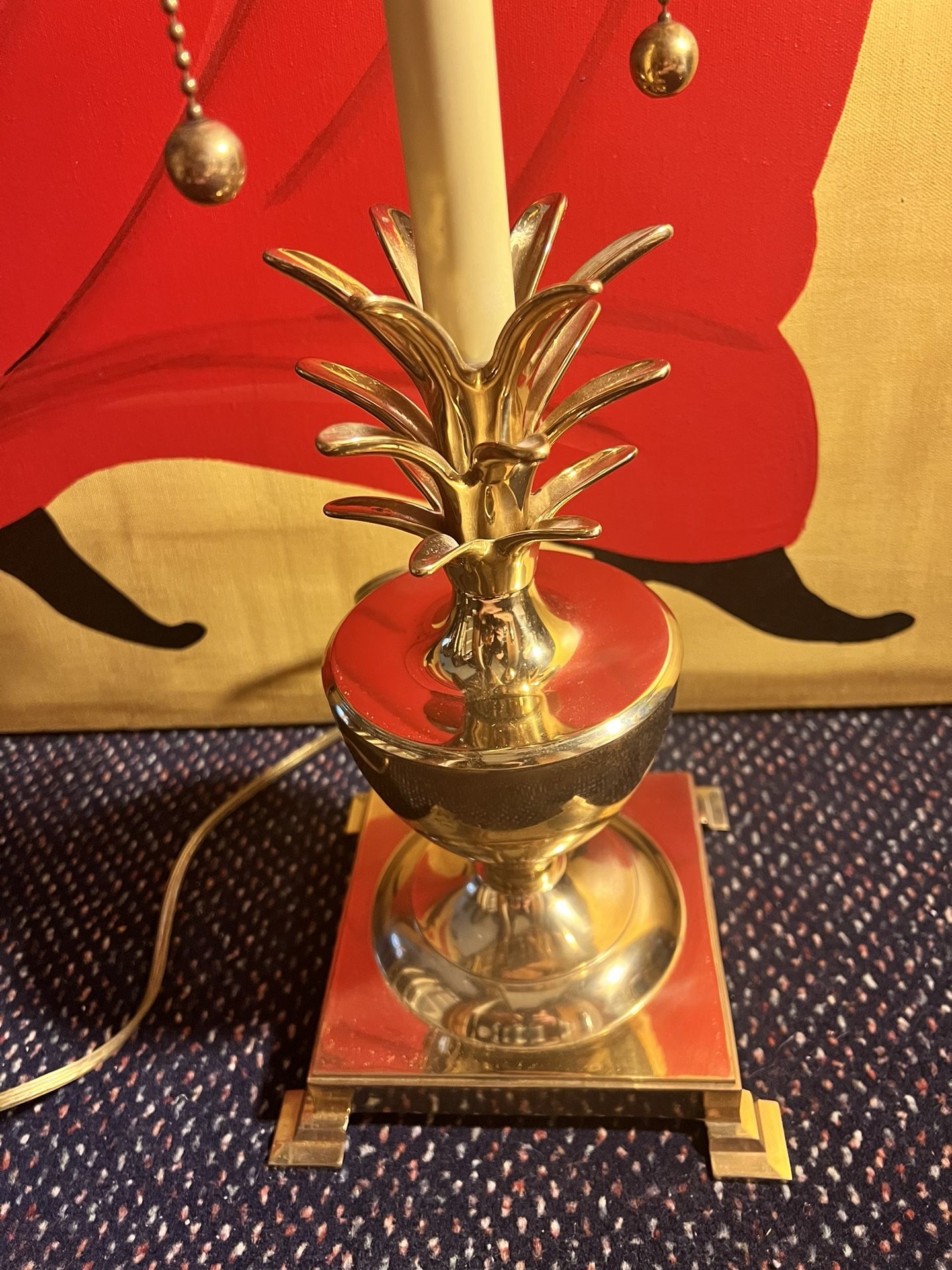 Vtg Solid Brass Pineapple Table Lamp Bouillotte Hollywood Regenc - photo 3