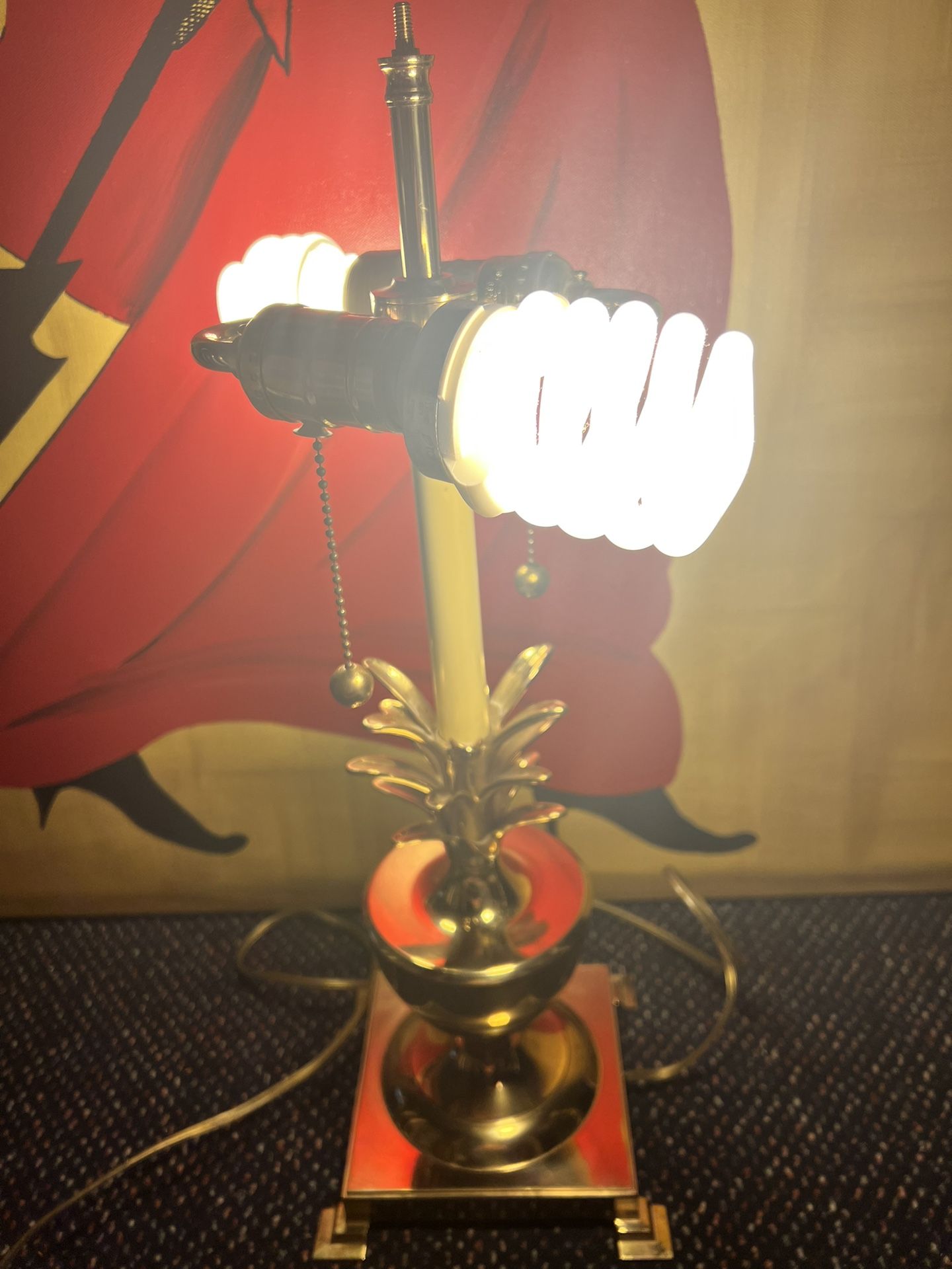 Vtg Solid Brass Pineapple Table Lamp Bouillotte Hollywood Regenc - photo 4