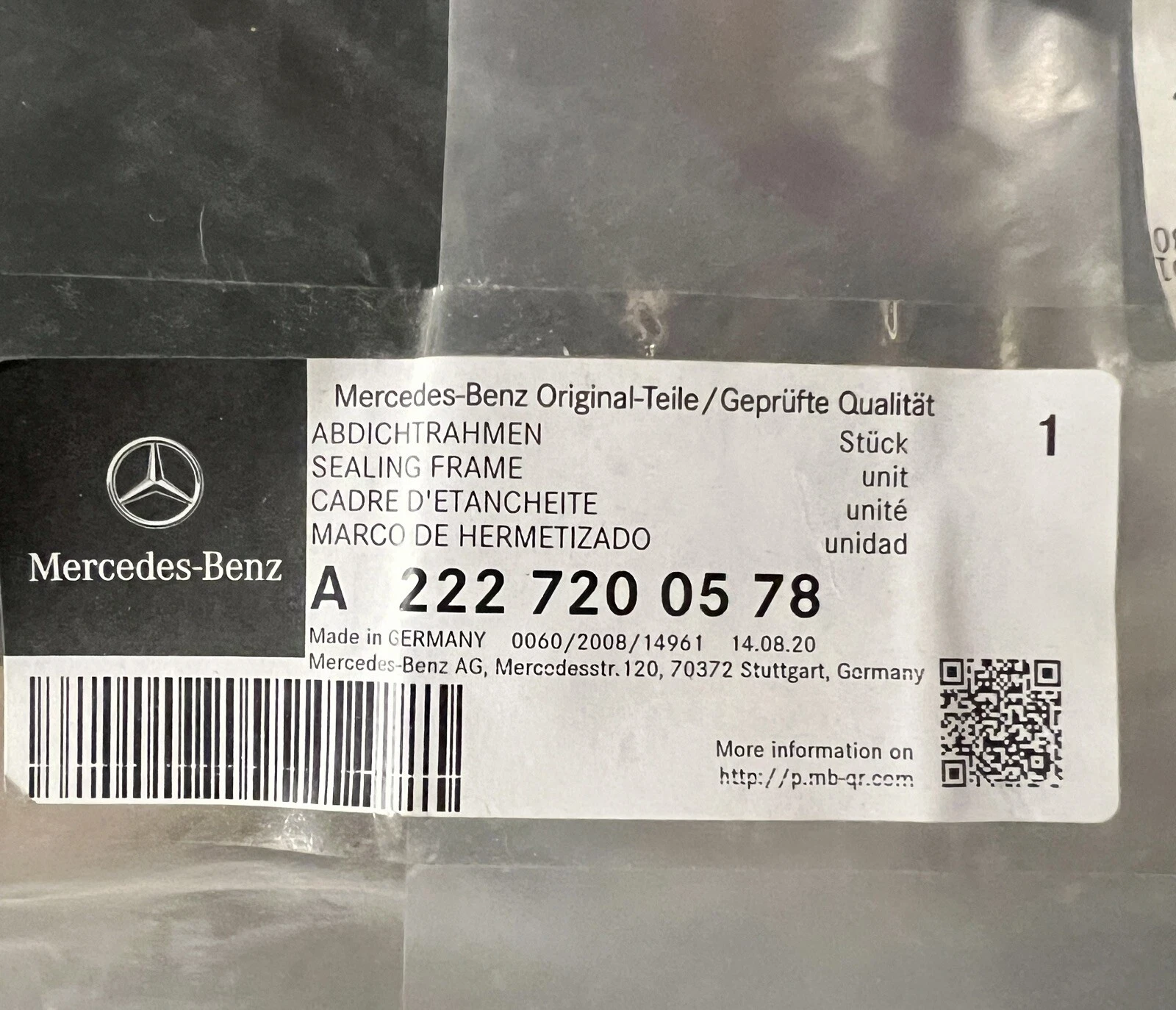 Mercedes-Benz S-Class W222 Front Left Door Sealing Frame