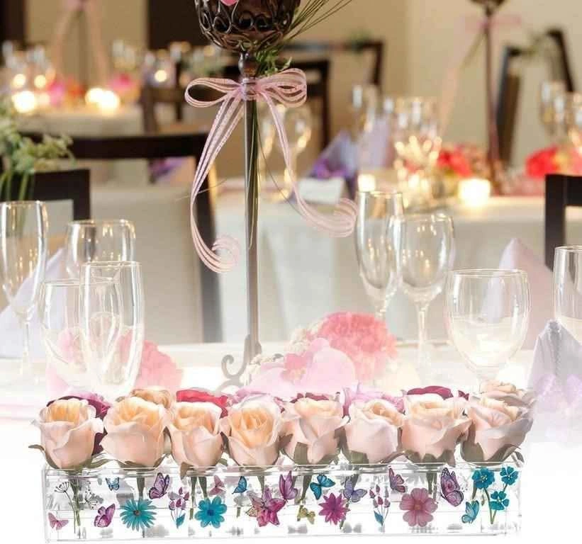 2 PCS Rectangle Flower Vase Clear Acrylic Long Vase 18 HOLE WITH - photo 4