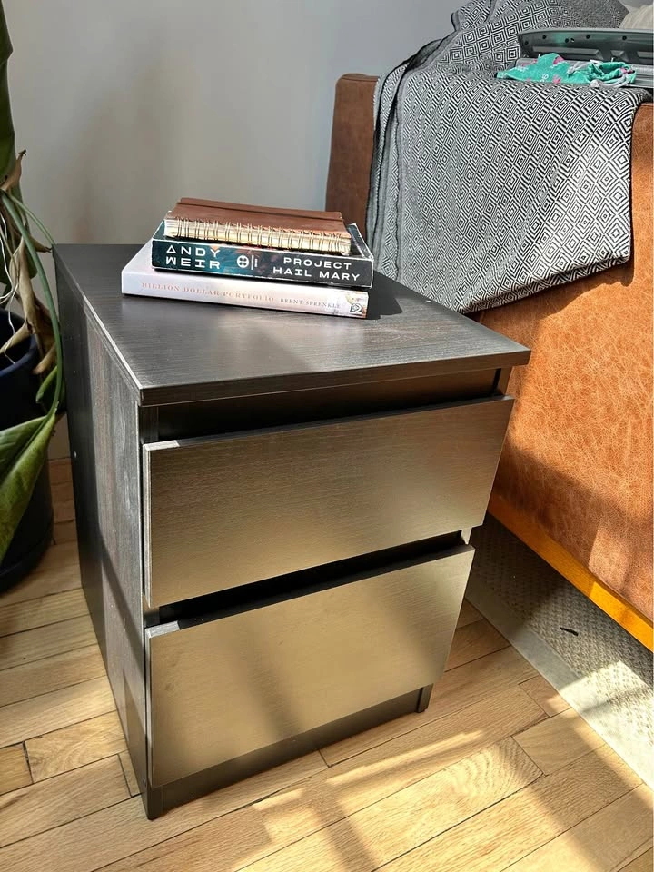 Black wooden nightstand