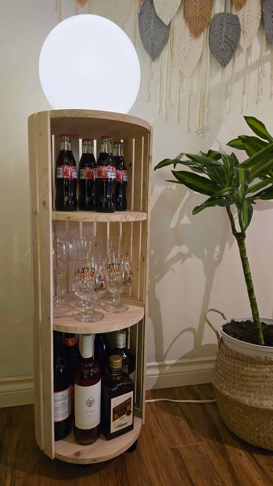 Handcrafted Rolling Barrel Shelf – Unique & Mobile - photo 4