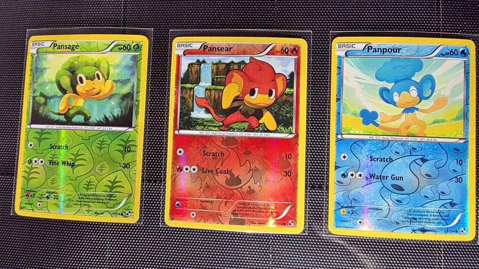 Pansage Pansear Panpour - Energy Holos - Promo