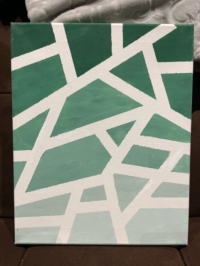 Green acrylic canvas painting