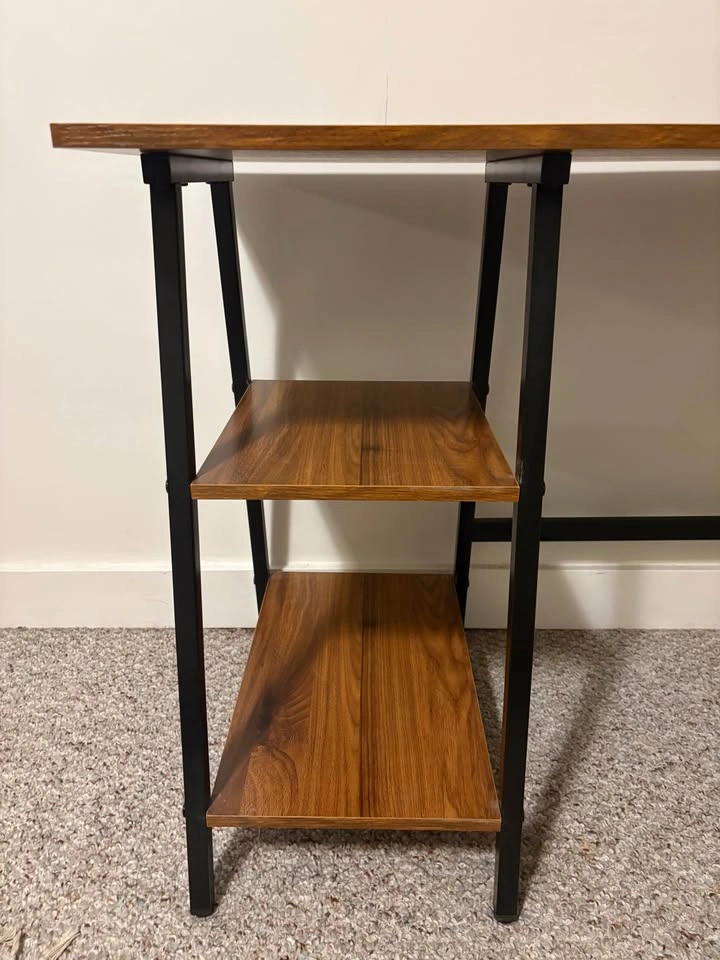 Wood & Metal Desk With Storage Shelves - photo 2