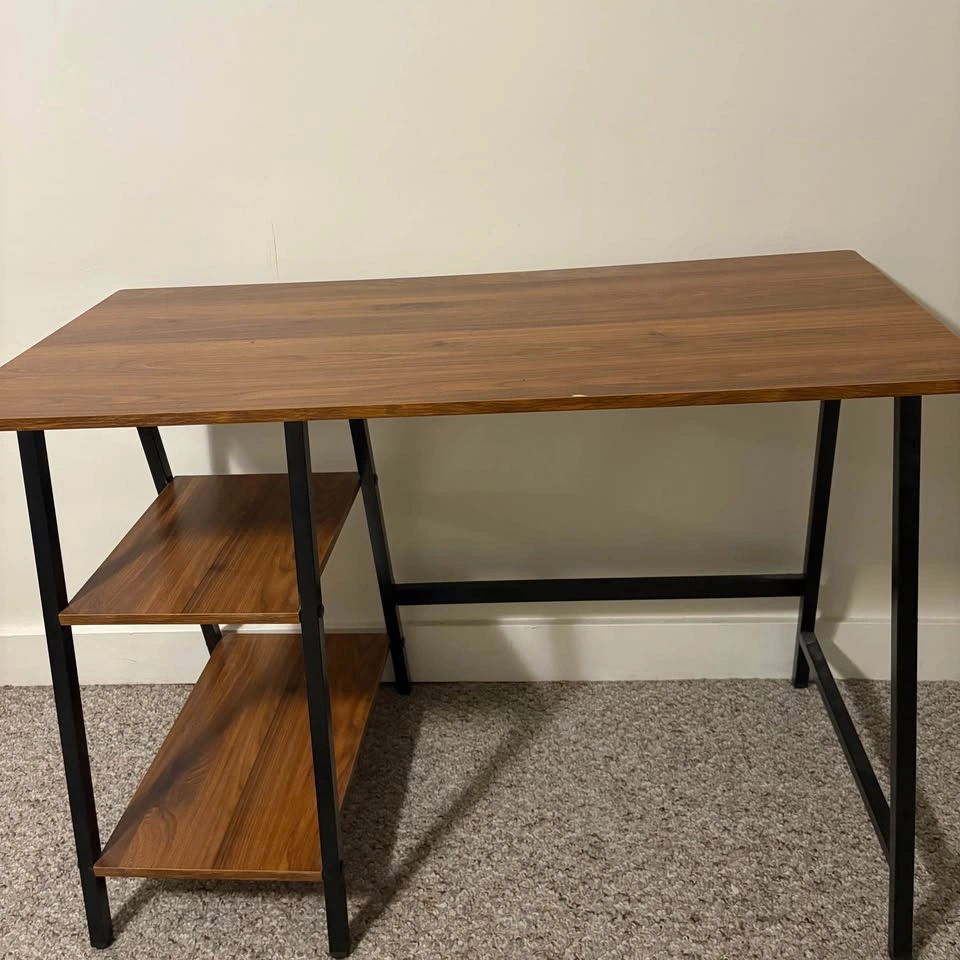 Wood & Metal Desk With Storage Shelves - photo 3