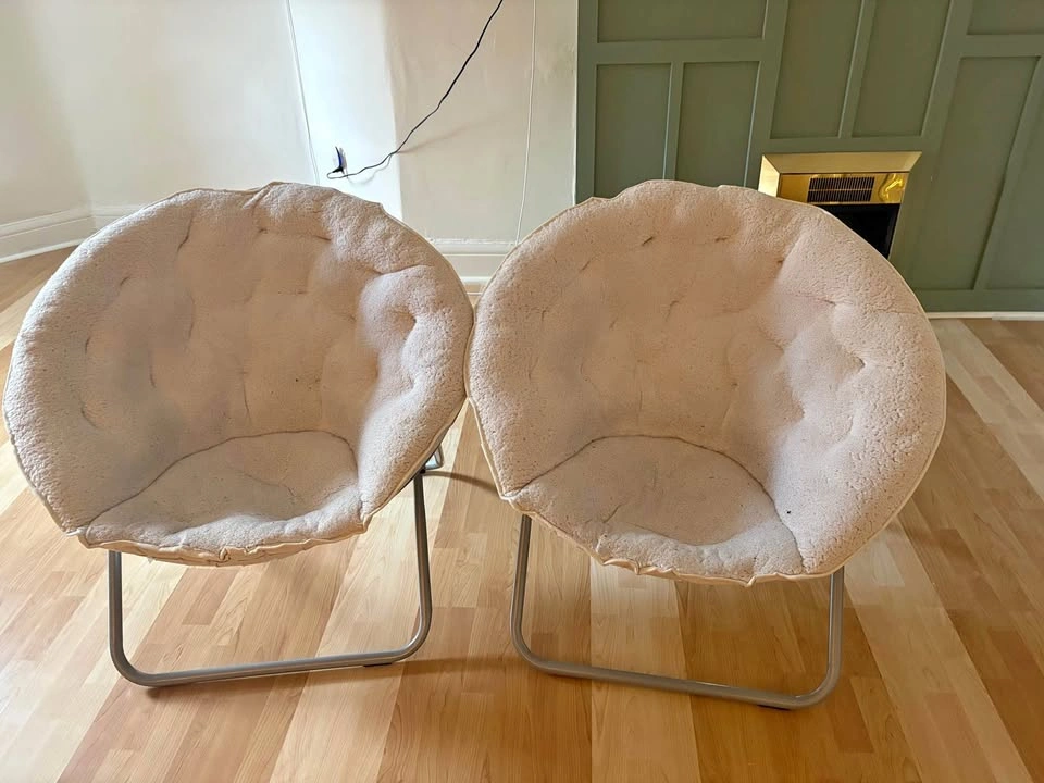 Two Foldable White Moon Chairs - Good Condition