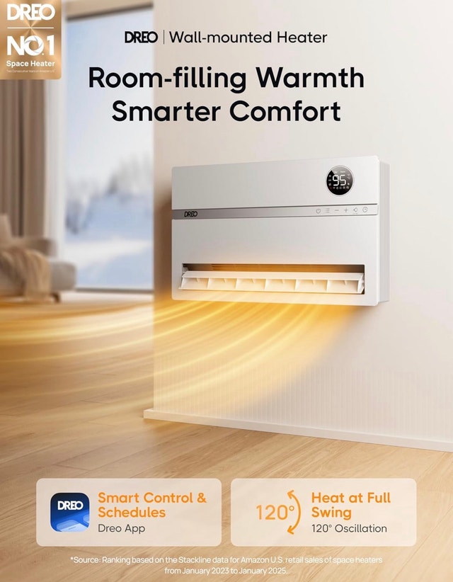 DREO Smart Wall Heater, Electric Space Heater - photo 2