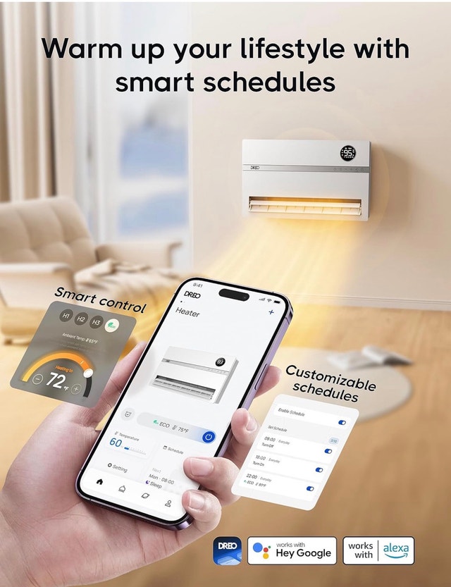 DREO Smart Wall Heater, Electric Space Heater - photo 3