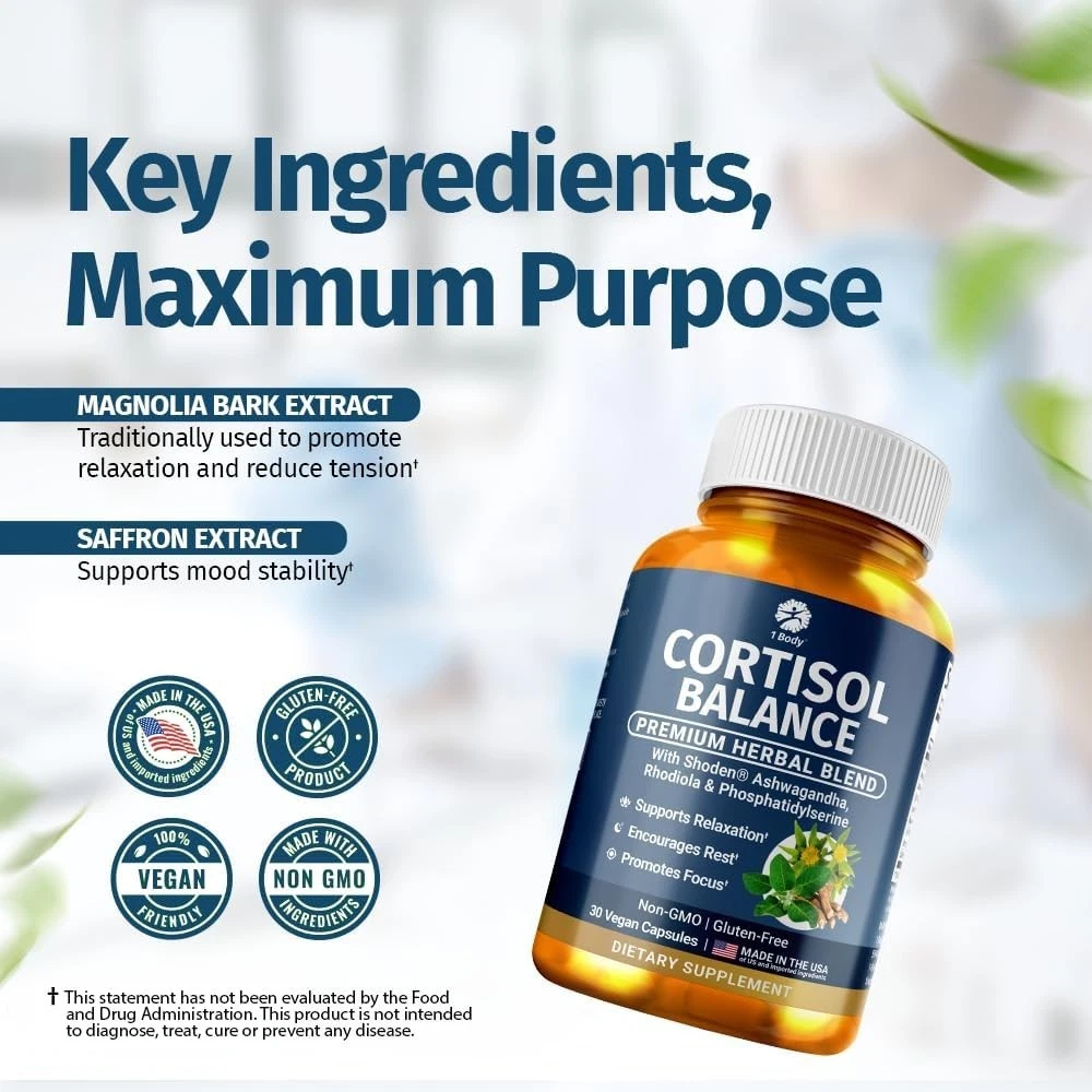 Cortisol Balance Supplement – Natural Cortisol Support 30 Caps - photo 3